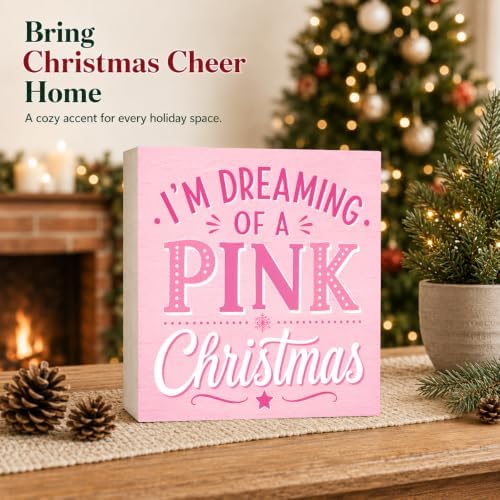 Pink Christmas Decor I'm Dreaming of A Pink Christmas Wood Box Sign - Image 2