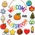Fall Classroom Decor, Welcome to Our Classroom Sign, Classroom Door Sign with Seasonal Icons, Teacher Classroom Decor, Back to School Decorations, Teacher Door Hanger for Preschool Kindergarten Elementary by EmotionalUplifting