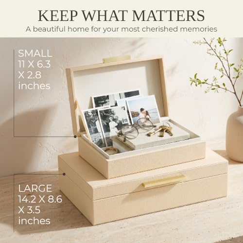 Decorative Storage Boxes with Lids - Set of 2 PU Leather Organizer Bins - Image 3