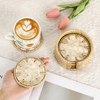 Coastal Coasters Set of 6, Boho Coaster Set with Holder, Fish Scale - Image 4