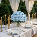 Ttranewsoo 24PCS Blue Artificial Flowers, Realistic Fake Roses with Stems for Blue Floral Arrangements, Party Centerpieces, Events, Bouquets & Home Decor, 16.5 Inch - Image 3