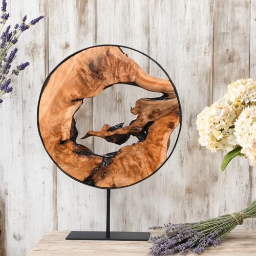WELLAND Cedar Wood Sculpture, Natural Tabletop Decor Accent - Image 2