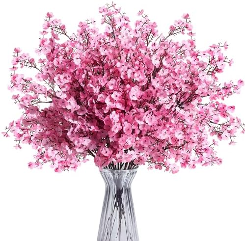 SITUMEIZI 6Pcs Pink Artificial Baby's Breath Flowers 19.3 Inch Silk Gypsophila Bundles Real Touch Fake Flowers for Wedding, Home Decor, Fall Centerpieces DIY Floral Arrangement by SITUMEIZI