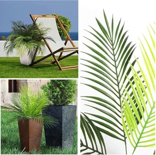 Artificial Palm Plants, Fake Tropical Palm Tree Shrubs Plastic Greenery Decor for Outdoor Indoor Home Garden Verandah Party Wedding Table Centerpieces DIY Christmas Decoration Planter Filler 4 Pack - Image 4