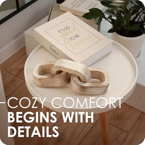 Modern Decorative Books Set of 2 Premium Linen Hardcover Faux Book Box with Reliable Magnetic Closure & Paulownia Wooden Chain - Image 4