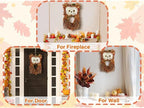 winemana Fall Wreaths for Front Door, 14 Inch Handmade Owl Wreath - Image 5