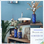 Chuangdi Set of 2 Coastal Glass Flower Vase with Boho Rope, Deep Sea Blue - Image 4