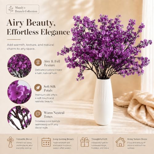 Mandy's 6 Bundles Artificial Lavender Baby’s Breath Flowers - Image 2
