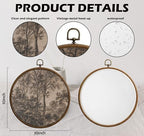 Round Wall Decoration, Vintage Moody Woodland Landscape Wall Art, Printed Canvas Wall Hanging for Bedroom Kitchen Home Office, Living Room Wall Art, Dorm Decor, Circular Wall Hanging with Hooks,24 - Image 2