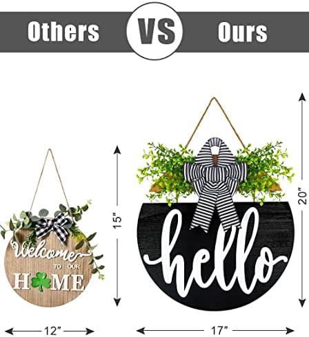 17 inch Rustic Welcome Sign with Bow and 3D Letters for Front Door - Image 2