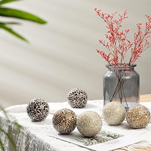 Vesici 6 Pcs Decorative Glass Balls Mosaic Orbs for Bowls,Classic Colors - Image 3