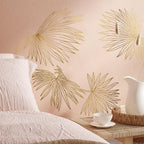 Gold Metallic Wall Decals Peel and Stick Floral Wall Stickers Large Sketch Minimal Line Transfer for Women Living Room Bedroom Decor, Monstera Leaves by Flortlias