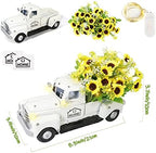 OurWarm White Vintage Truck Decor with Sunflowers, Rustic Farmhouse Decor - Image 2