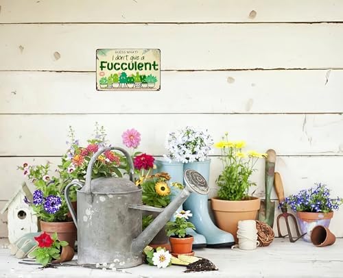 Bestylez Garden Gifts Vintage I Don't Give A Succulent Gardening Signs for Home Garden Greenhouse Living Room Bedroom Yard Outdoor Decor 8X12 Inch (3363) - Image 5