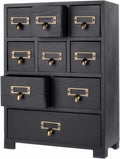 Apothecary Cabinet with 9 Drawers & Labels Rustic Library Card Catalog Cabinet by PACKGILO