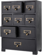 Apothecary Cabinet with 9 Drawers & Labels Rustic Library Card Catalog Cabinet by PACKGILO