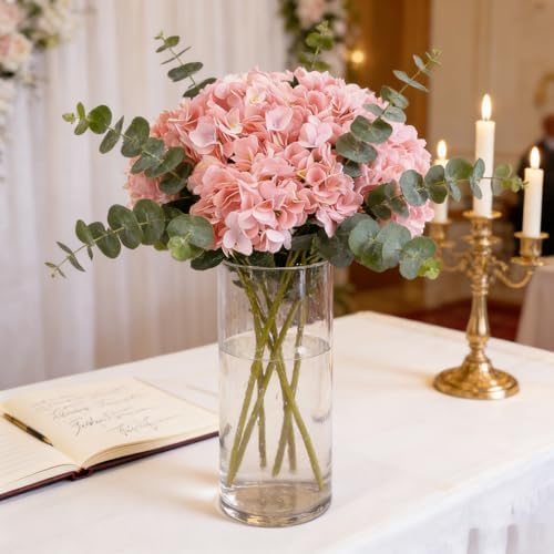 Kimura's Cabin 6pcs Artificial Hydrangeas Flowers Silk Hydrangea,Pink - Image 5