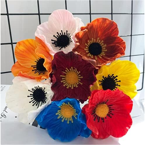 Rikyo 10 pcs Red Artificial Poppy Flowers,11inch Faux Flower Stems - Image 6