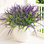 Uieke 12 Bundles Artificial Outdoor Plants UV Resistant Fake Grass Plants Faux Plastic Plants Greenery Shrubs for Home Garden Pathway Window Box Front Porch Cemetery Spring Summer Decor, Purple by Uieke