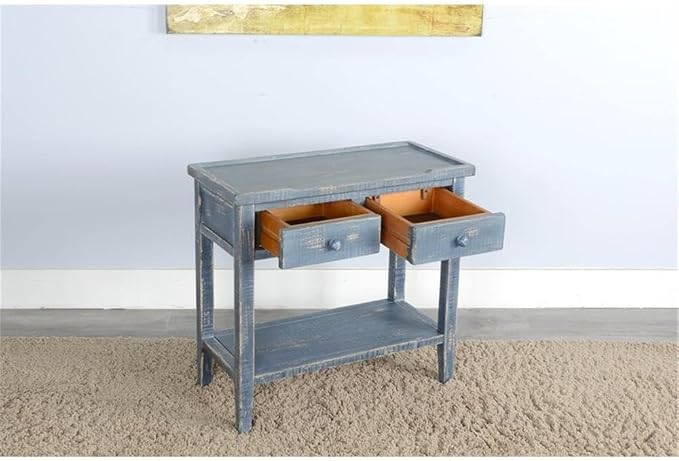 Sunny Designs Marina Ocean Blue Wood Side Table - Image 2