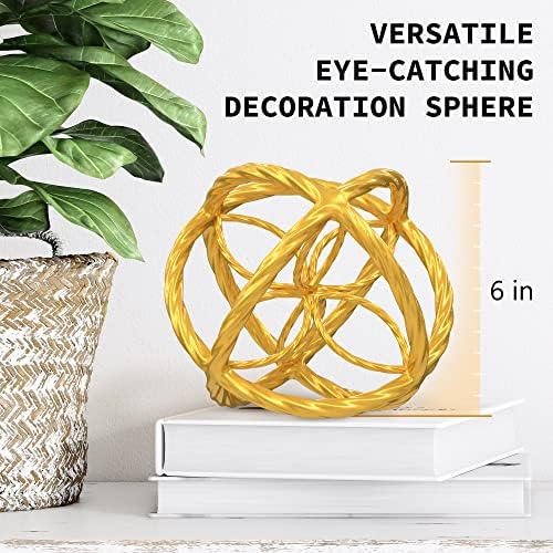 Decorative Sphere for Home Decor - Trendy Gold, Hand Painted - Image 3