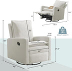 Oxford Baby Uptown Upholstered Glider Recliner Rocking Chair 360° Swivel - Image 3