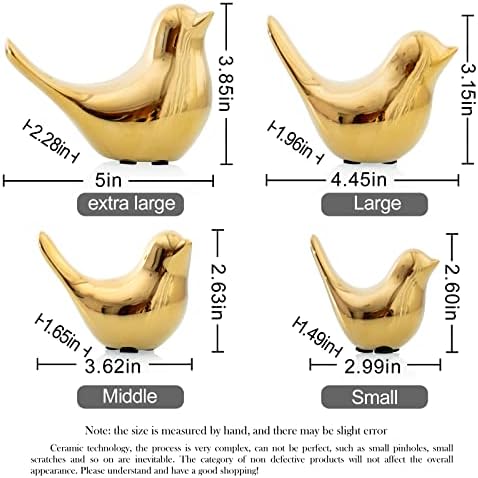 Notakia Small Birds Statues Home Decor Modern Style Decorative Ornaments for Living Room, Bedroom, Office Desktop, Cabinets (4Pcs Gold Birds) - Image 5