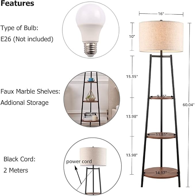 ROSEN GARDEN Floor Lamp, Standing Reading Light - Image 5