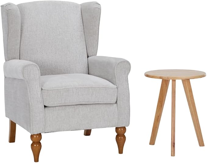 Mid-Century High Wingback Chair, Modern Fabric Accent Chair Armchair by Lin-Utrend
