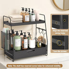 2-Tier Bathroom Counter Organizer with Drawer, Wood Counter Storage Shelf - Image 6