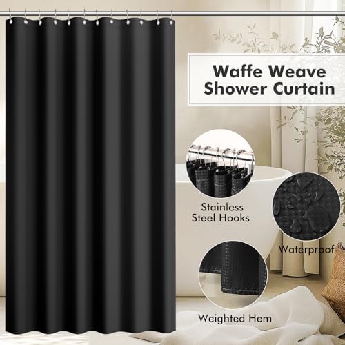 Glass Bathroom Accessories Set, Bathroom Set with Shower Curtain and Rugs, Soap Dispenser, Soap Dish, Cup, Qtip Jar, Toothbrush Holder, Stylish & Functional Bath Decor for Home, Apartment - Image 2