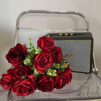 Nubry 10pcs Burgundy Roses Artificial Flowers, Realistic Faux Red Rose - Image 4