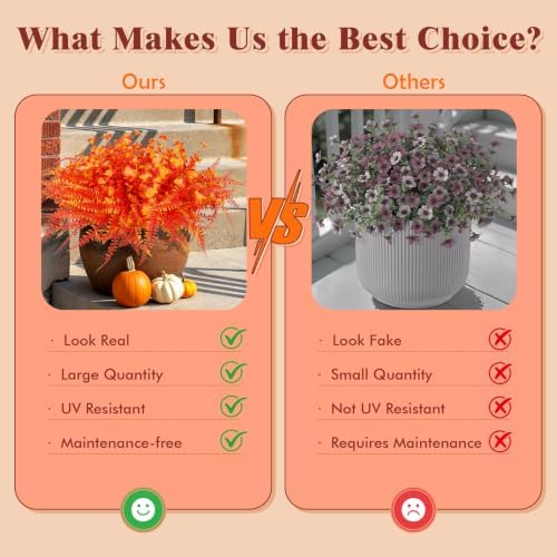RECUTMS Fall Artificial Flowers for Outdoors,Orange Gold Fake Plants Flower - Image 4