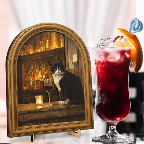 3D Funny Tuxedo Cat Wall Art Sign for Bar Decor, Vintage Drinking Cat Portrait Wall Decor, 8x10 Inch - Image 4