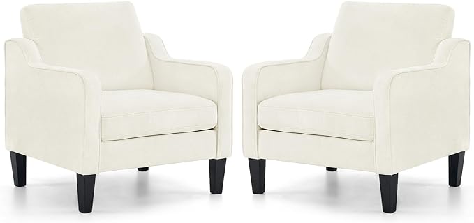 VINGLI Mid Century Modern Accent Chairs Set of 2, Comfy Armchair Chenille Sofa by VINGLI