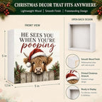 Christmas Highland Cow Bathroom Decorations Funny Wooden Box Sign - Image 4