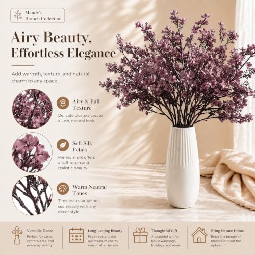 Mandy's 6 Bundles Artificial Dusty Pink Baby’s Breath Flowers - Image 2