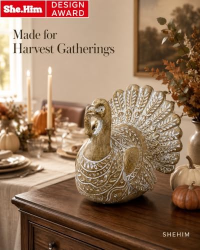 SHEHIM Thanksgiving Table Decor Turkey Decoration for Home Resin Figurine - Image 5