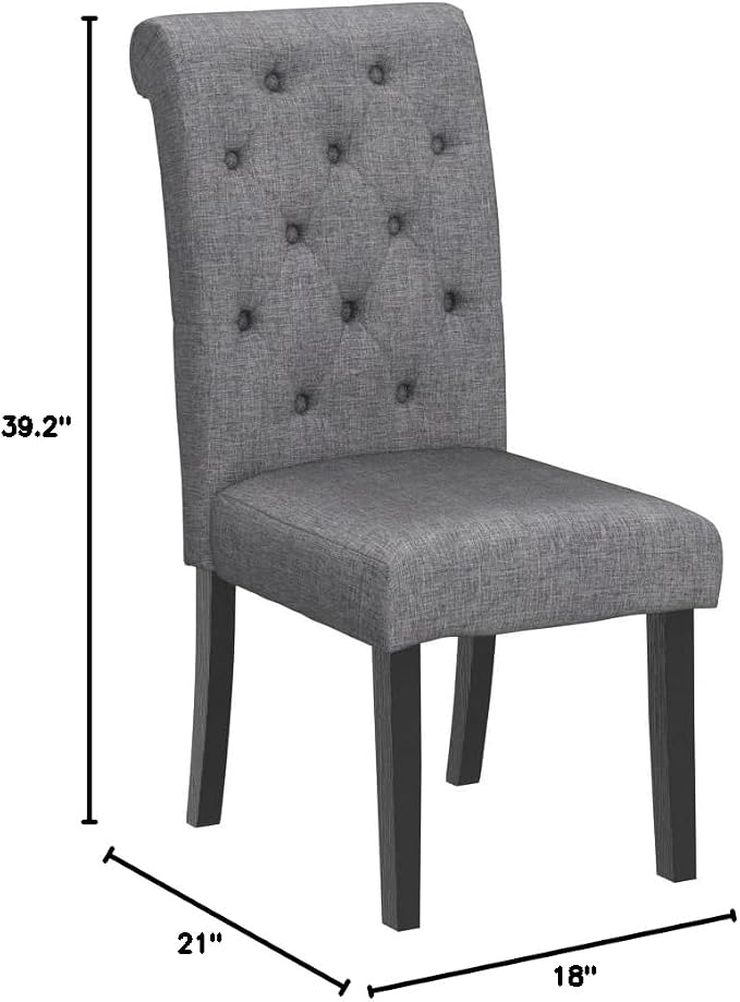 Roundhill Furniture Leviton Solid Wood Tufted Dining Chair - Image 2