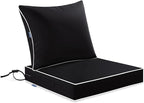 MIULEE Black Outdoor Seat Cushion 22x24 Inch Waterproof & 3 Year Fade Resistant by MIULEE