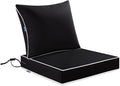 MIULEE Black Outdoor Seat Cushion 22x22 Inch Waterproof & 3 Year Fade Resistant by MIULEE
