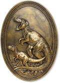 Vintage Dinosaur Wall Sculpture,Antique Wall Decor,Retro Art Dinosaur Sculpture,Hand Painted Wall Decoration with Embossed Mom and Baby Dragon Design,Vintage Wall Decor for Living Room Bedroom Dining Room Hallway,Housewarming Gift by Newinhome