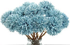 Tinsow 12PCS Artificial Ball Chrysanthemum Faux Flowers Bouquet Light Blue - Image 2