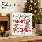 Christmas Bathroom Decor Gingerbread Wooden Box Sign - Image 2