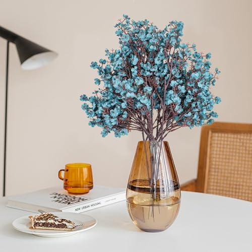 Babys Breath Artificial Flowers 6Pcs Fake Flowers Real Touch Faux Gypsophila Bouquet for Home Wedding Party Table Decor (Autumn Blue) - Image 3