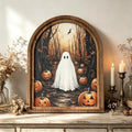 DAZONGE Halloween Wood Framed Arch Sign, Haunted Halloween Ghost Decor by Dazonge