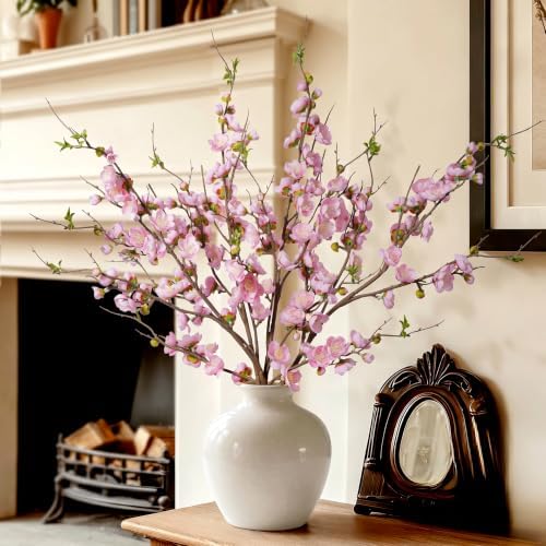 Pink Cherry Blossom Branches Artificial Plum Blossom Fake Flowers Artificial Flowers Silk Flowers 4PCS 35.4'' Long Stem Artificial Flowers for Tall Vase for Indoor Home Decoration,No Vase by ENALGRE
