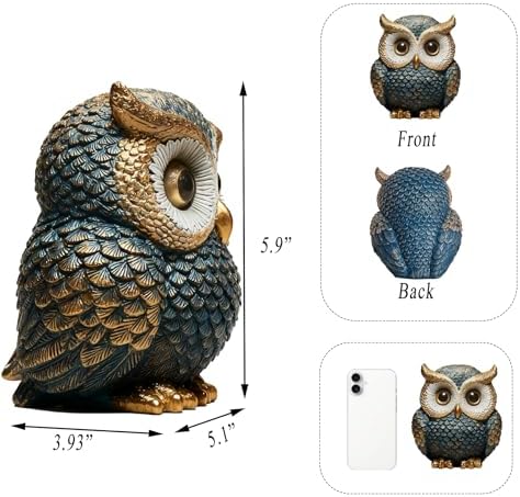 Baitiane Owl Statue Home Decor, Decorative Owls Figurine for Bookshelf - Image 4