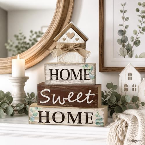 Farmhouse Tiered Tray Decor, 4pcs Home Sweet Home Table Decor - Image 2
