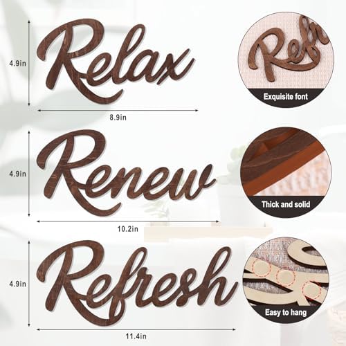 3 Pieces Bathroom Decor Bathroom Wall Art Relax Renew Refresh Sign - Image 3